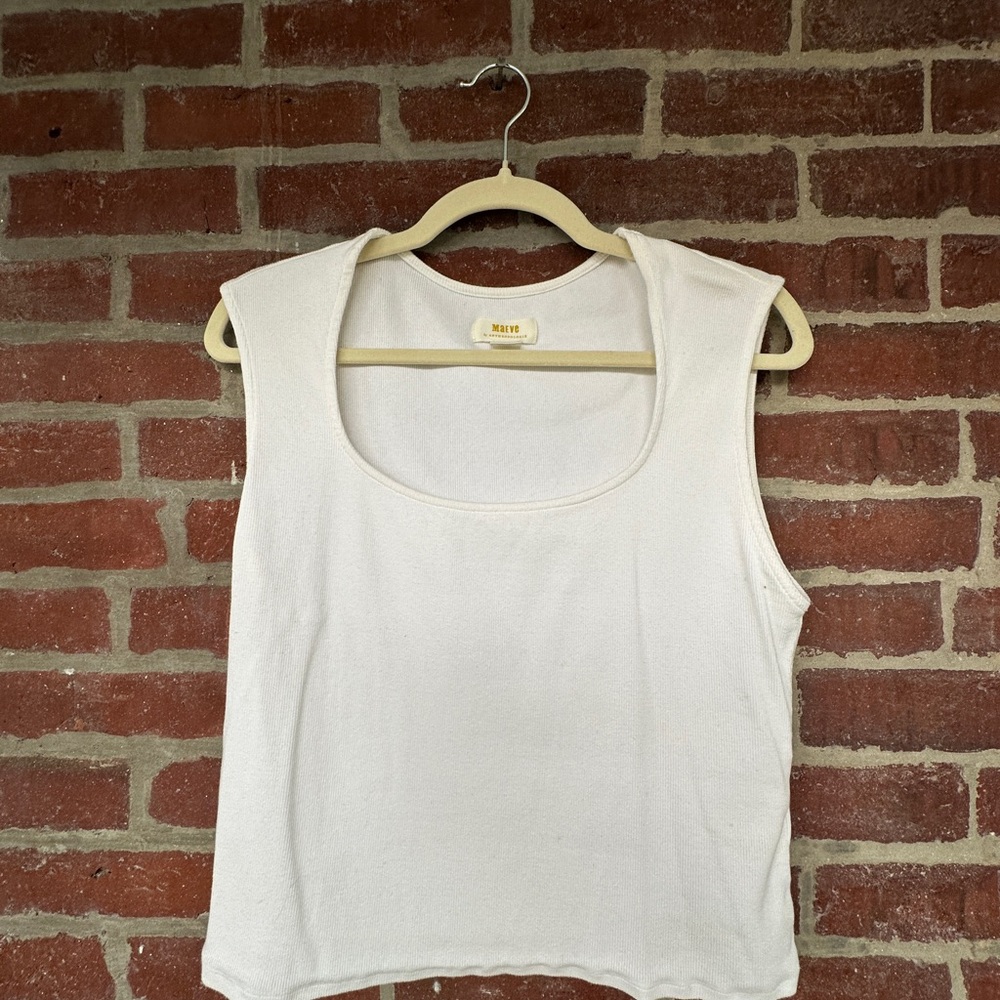 Maeve White Scoop Neck Sleeveless Top
